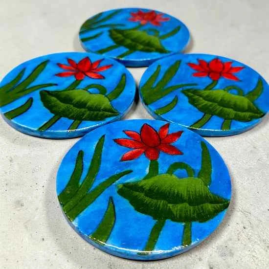 Handcrafted Blue Pottery Coasters
