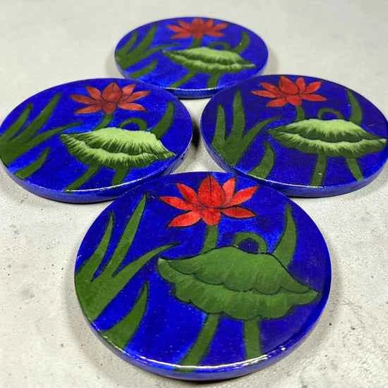Handcrafted Blue Pottery Coasters