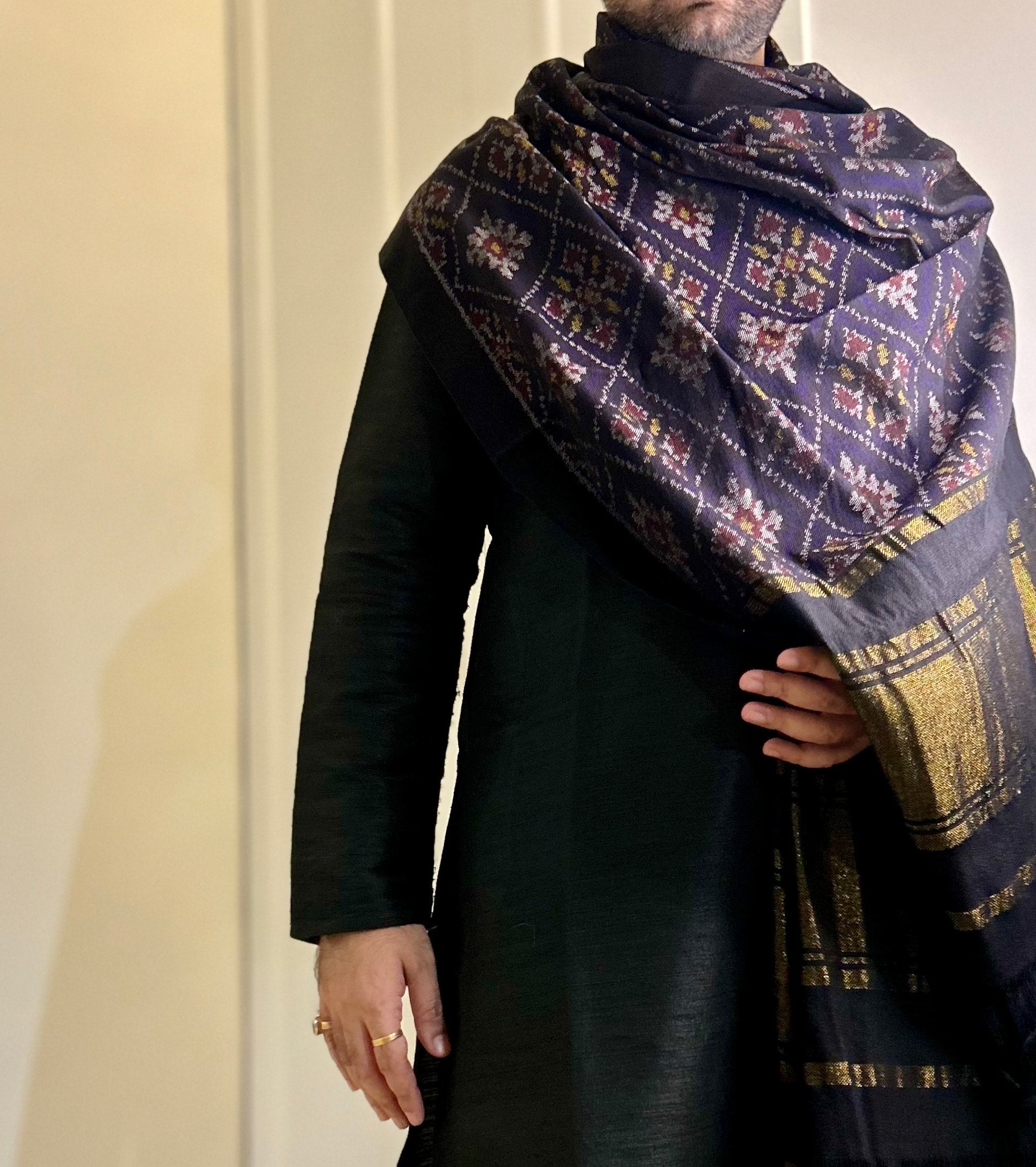 Patola Shawl - Blue/Black