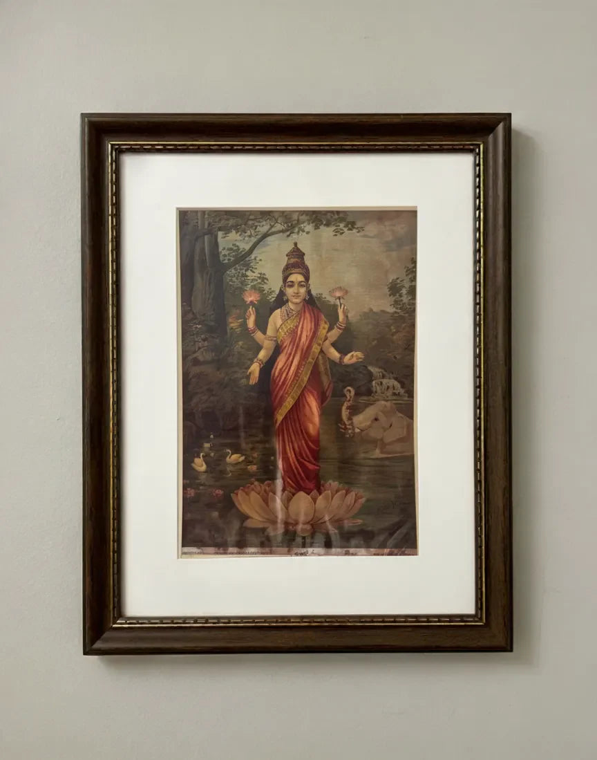 Goddess Laxmi in Oleograph by Ravi Varma