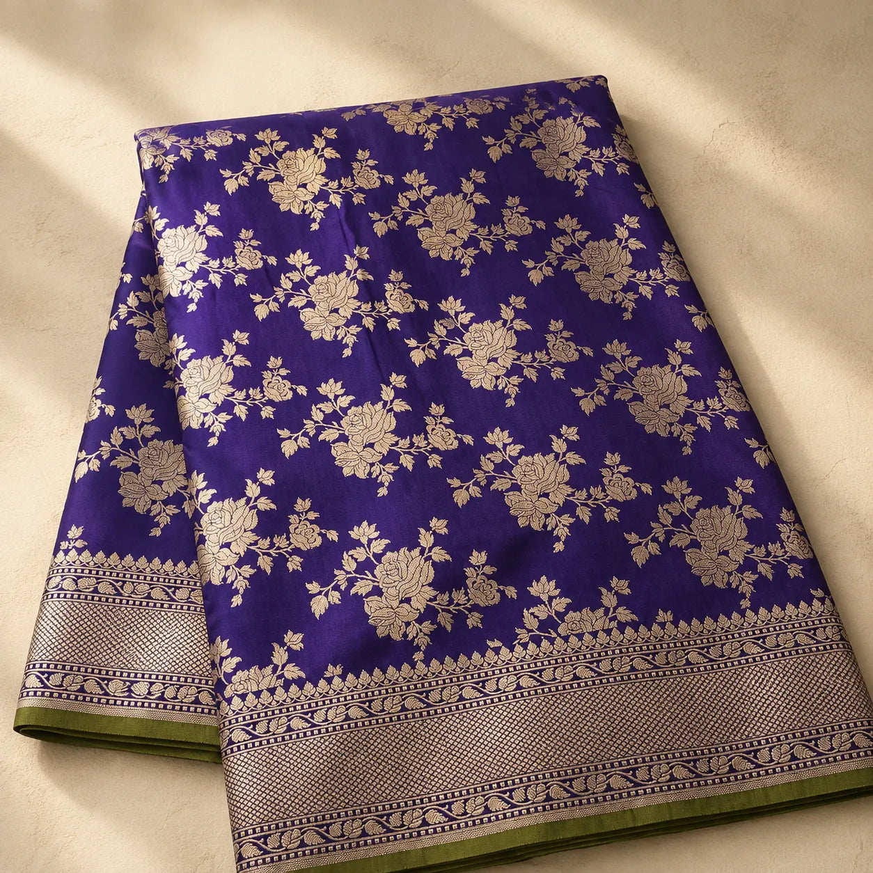 Royal Purple Banarasi Saree with Floral Zari Jaal