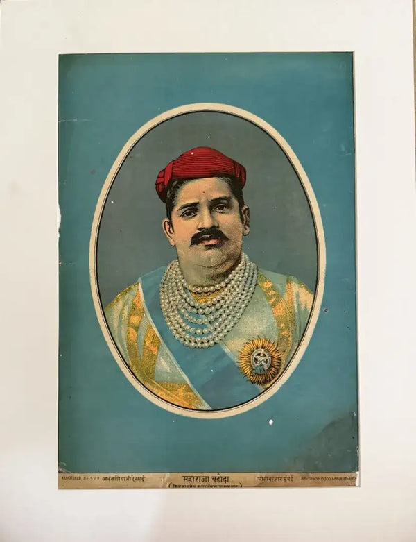Maharaja Sayajirao Gaekwad III in Oleograph by Ravi Varma