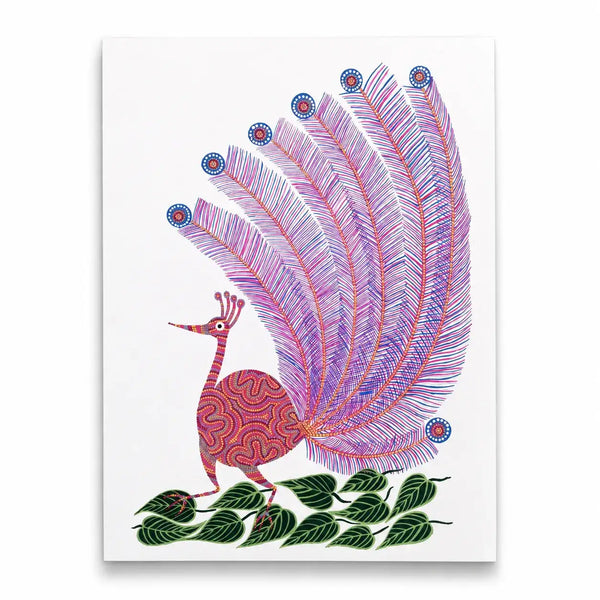Majestic Peacock in Bhil Art Painting by Sunita Parmar