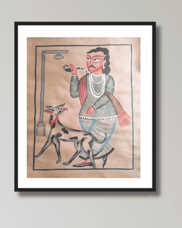 Walking the Dog in Pattachitra Painting by Chandan Chitrakar