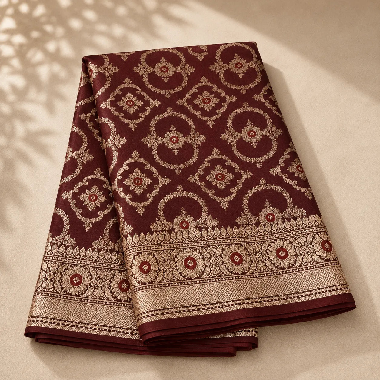 Maroon_and_gold_brocade_textile_w - Avyaan