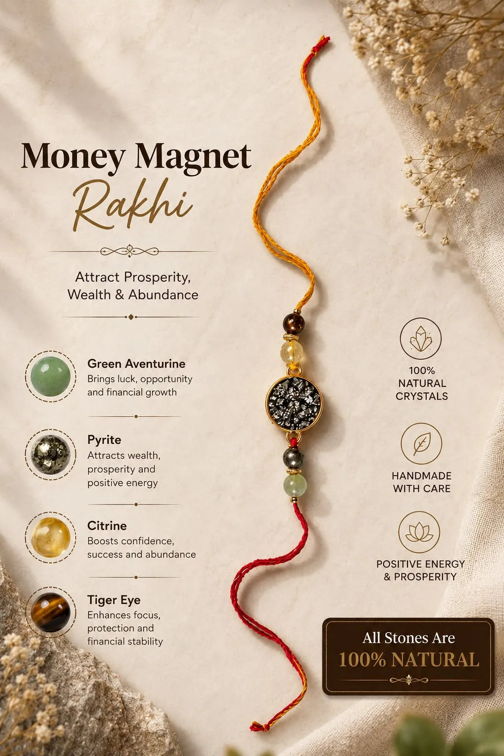 Money Magnet Crystal Rakhi