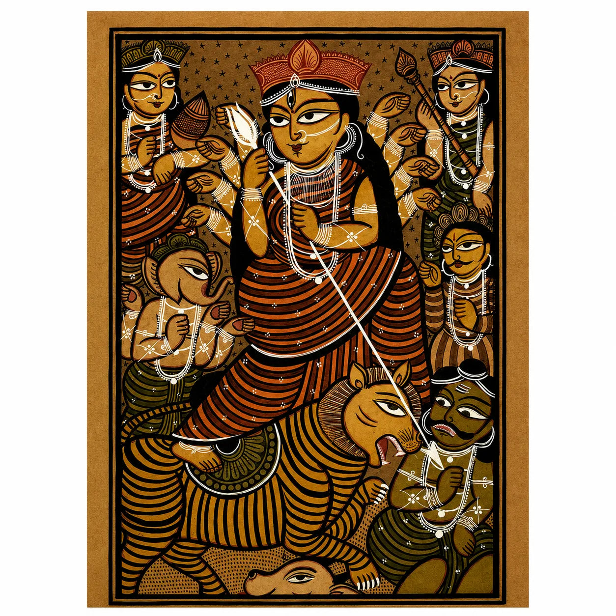 Mahishasuramardini: The Triumph of the Divine Mother in Pattachitra by Chandan Chitrakar