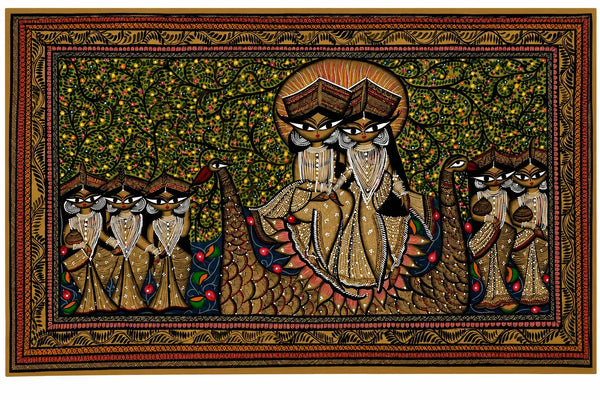 The Divine Peacock Procession in Pattachitra by Chandan Chitrakar