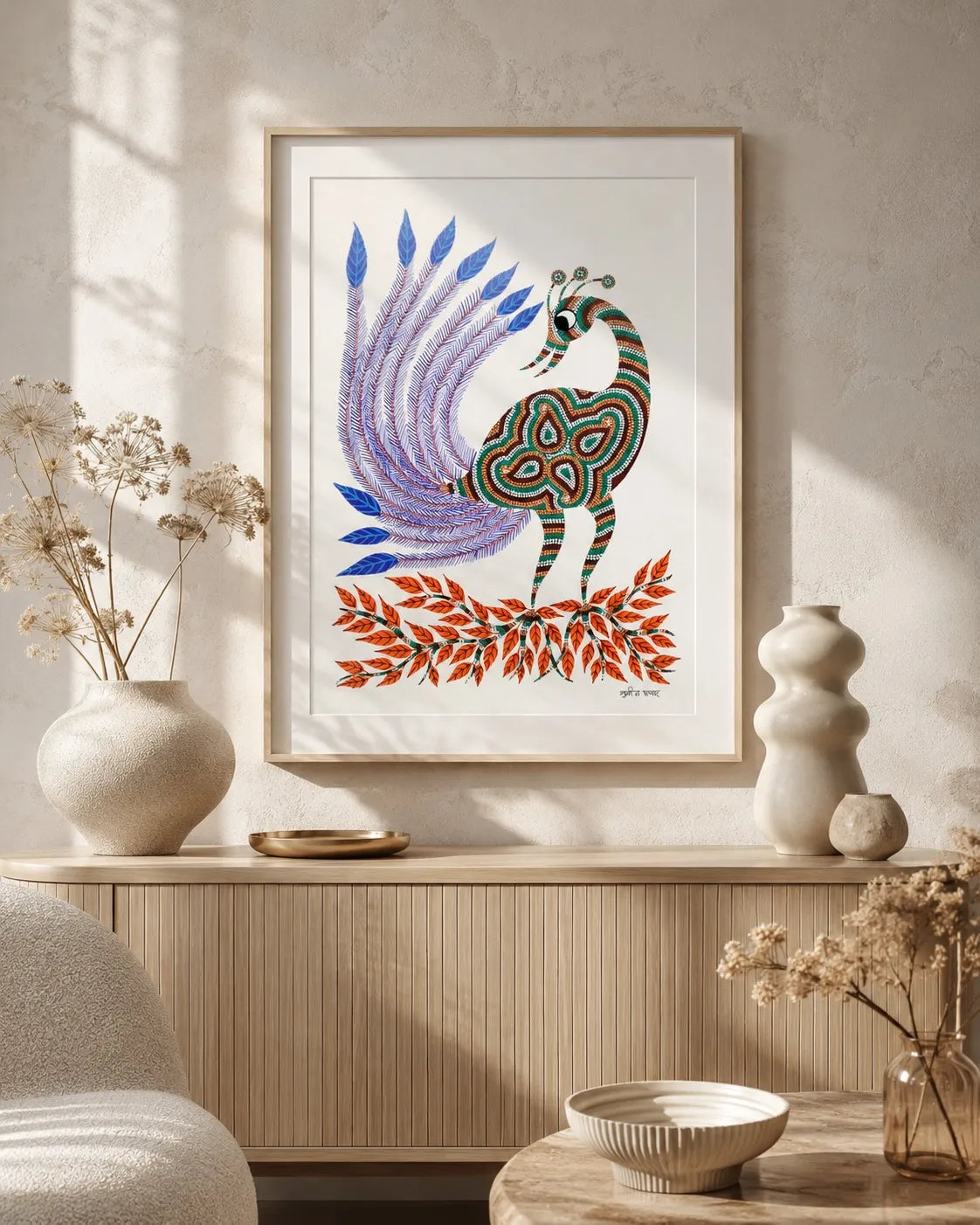 Peacock Among the Leaves