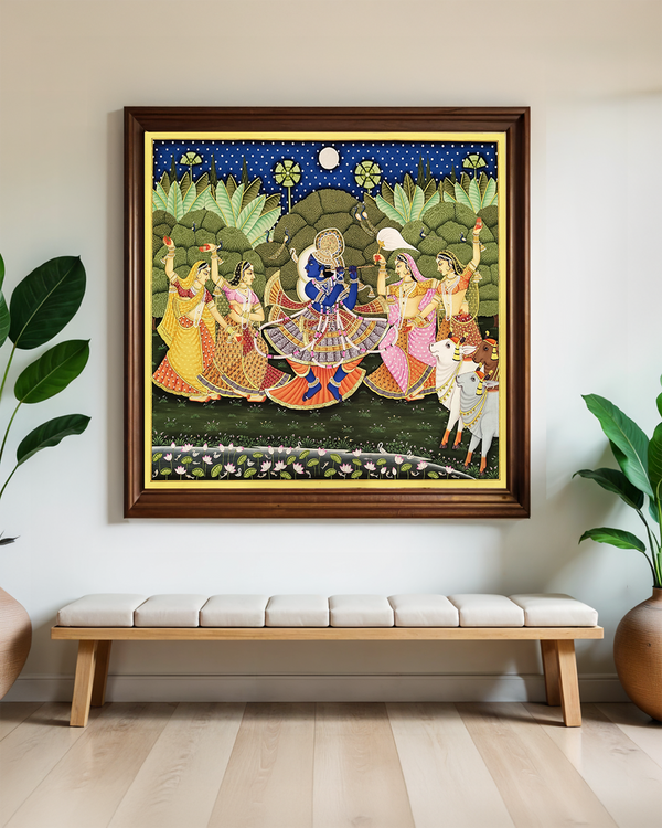 Raasraj – The Eternal Dance of Love in Pichwai Painting by Diwakar Sharma - Avyaan
