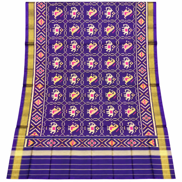 Royal Purple Elephant Motif Single Ikat Dupatta