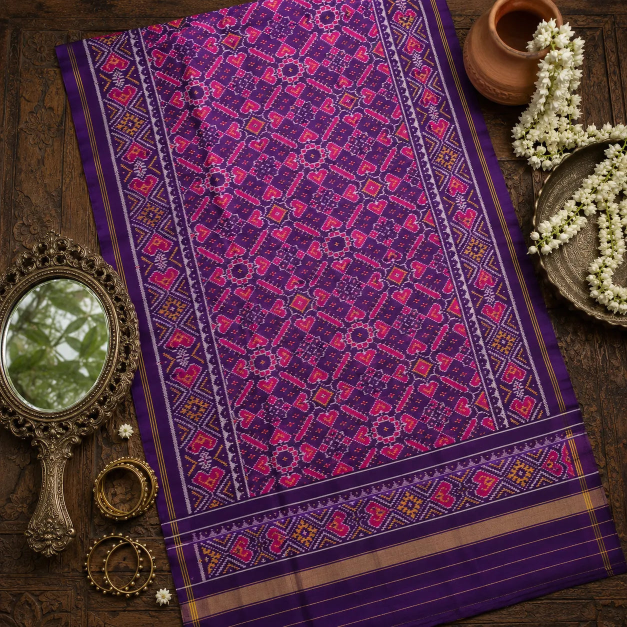 Purple Heart Motif Patola Dupatta