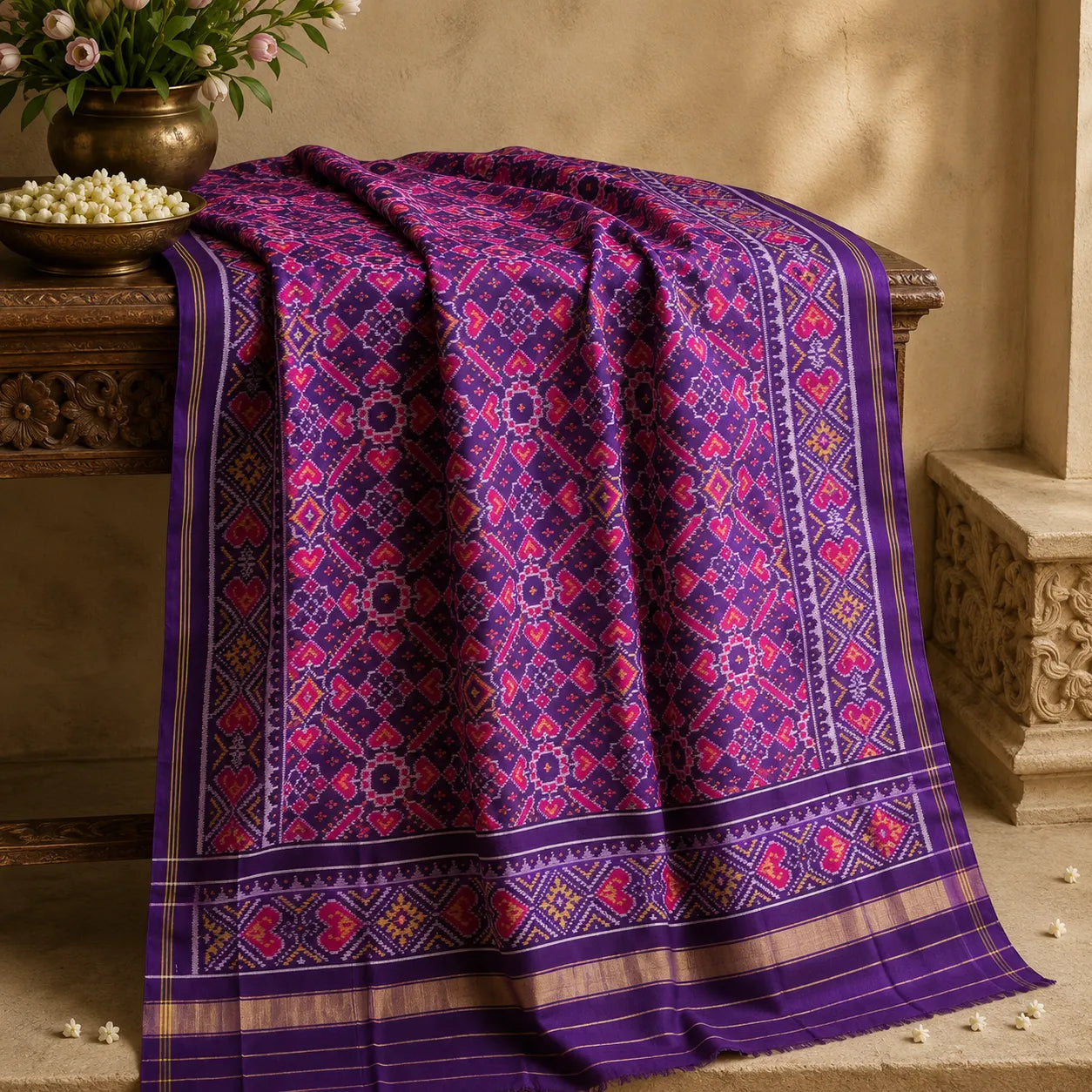 Purple Heart Motif Patola Dupatta