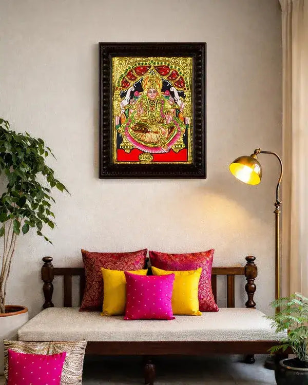 Radiance of Prosperity: Gaja Lakshmi in Tanjore by Sarvanan