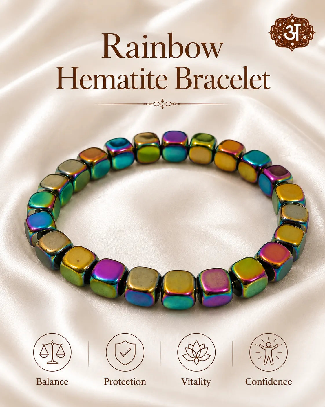Rainbow Hematite Cube Bracelet