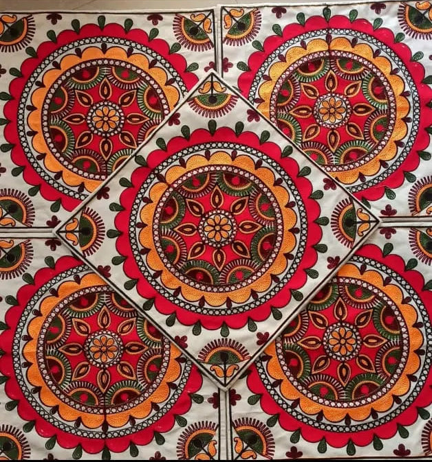 Royal Mandala Hand-Embroidered Cotton Cushion Cover Set of 5