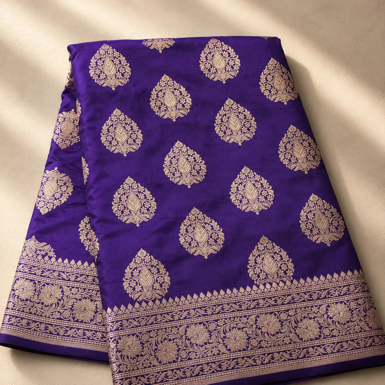 Banarasi Saree with Zari Butta & Floral Border