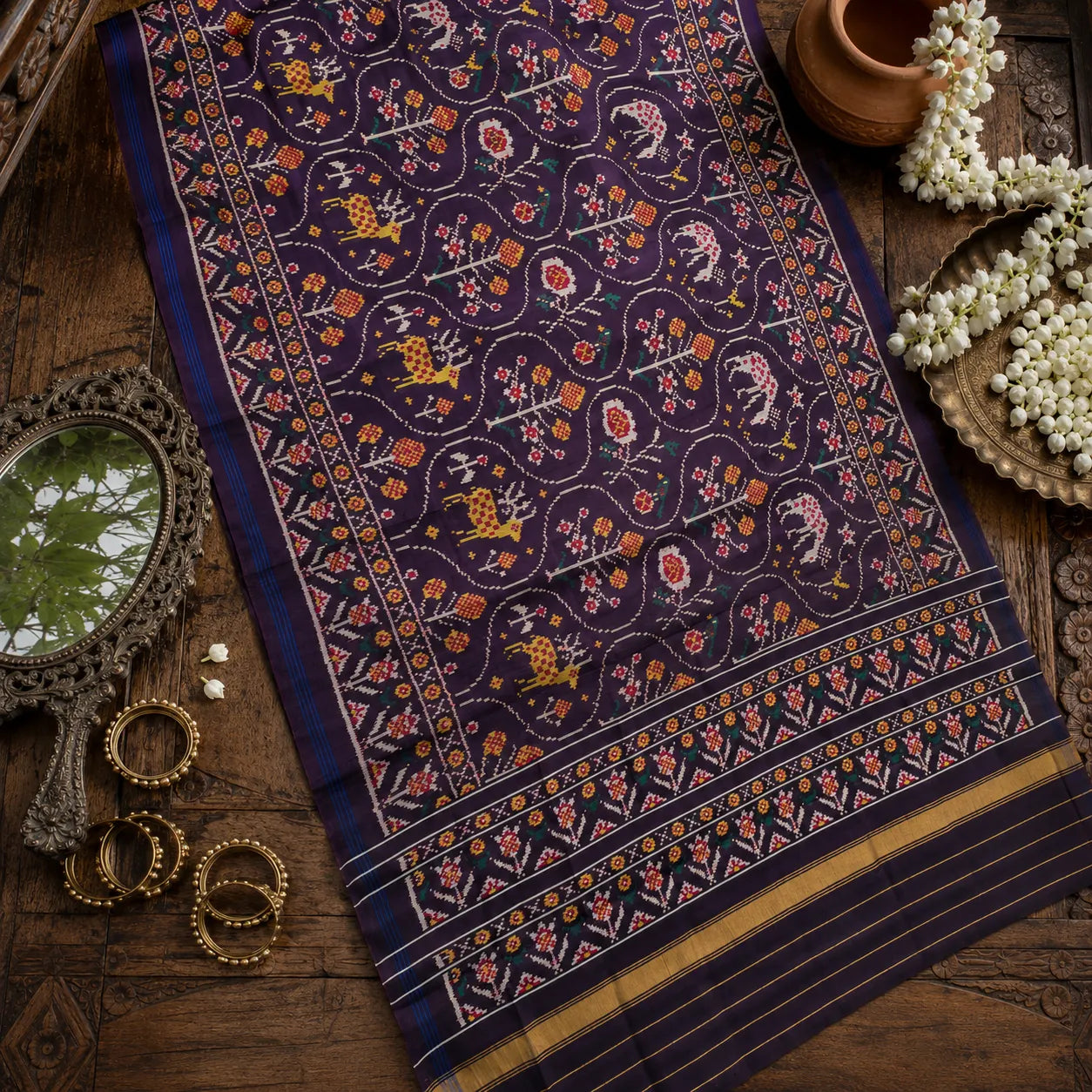 Royal Purple Deer Patola Dupatta