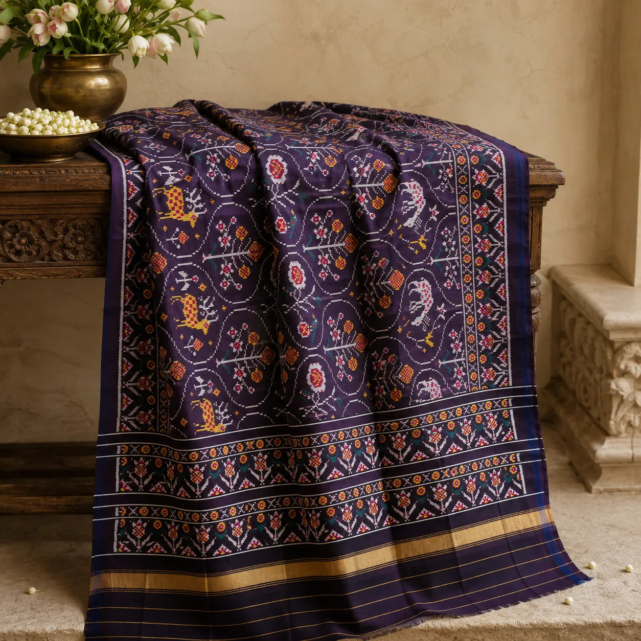 Royal Purple Deer Patola Dupatta