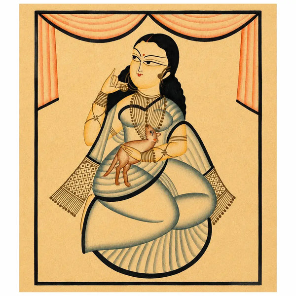 Lady with Pet in Kalighat by Chandan Chitrakar