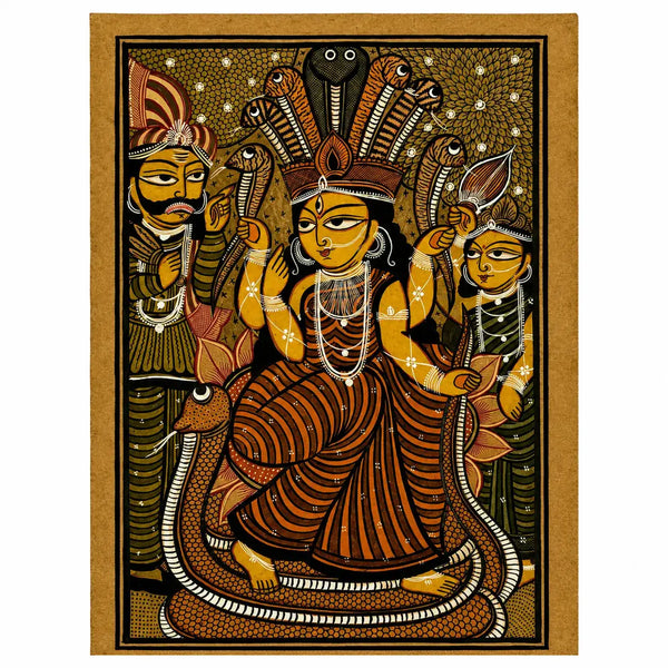 Manasa Devi: Guardian of Serpents in Pattachitra by Chandan Chitrakar