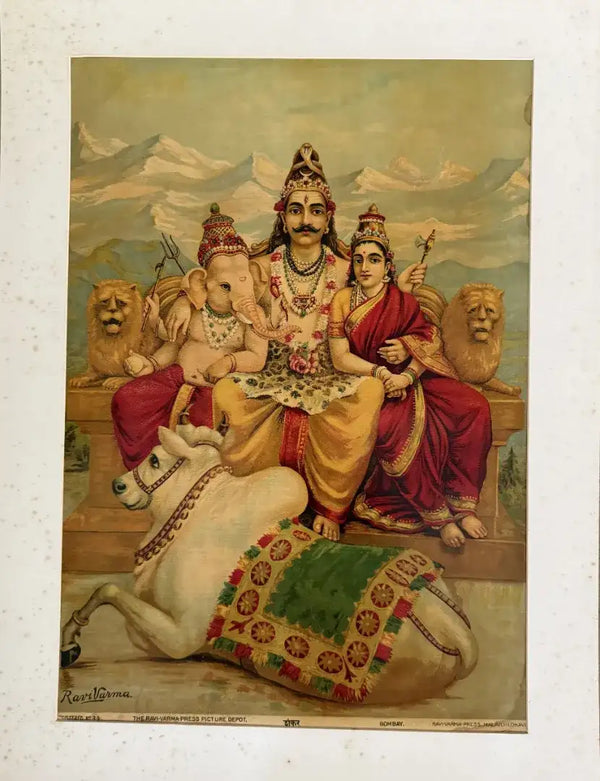 Shiva Parivar (The Divine Family) in Oleograph by Ravi Varma
