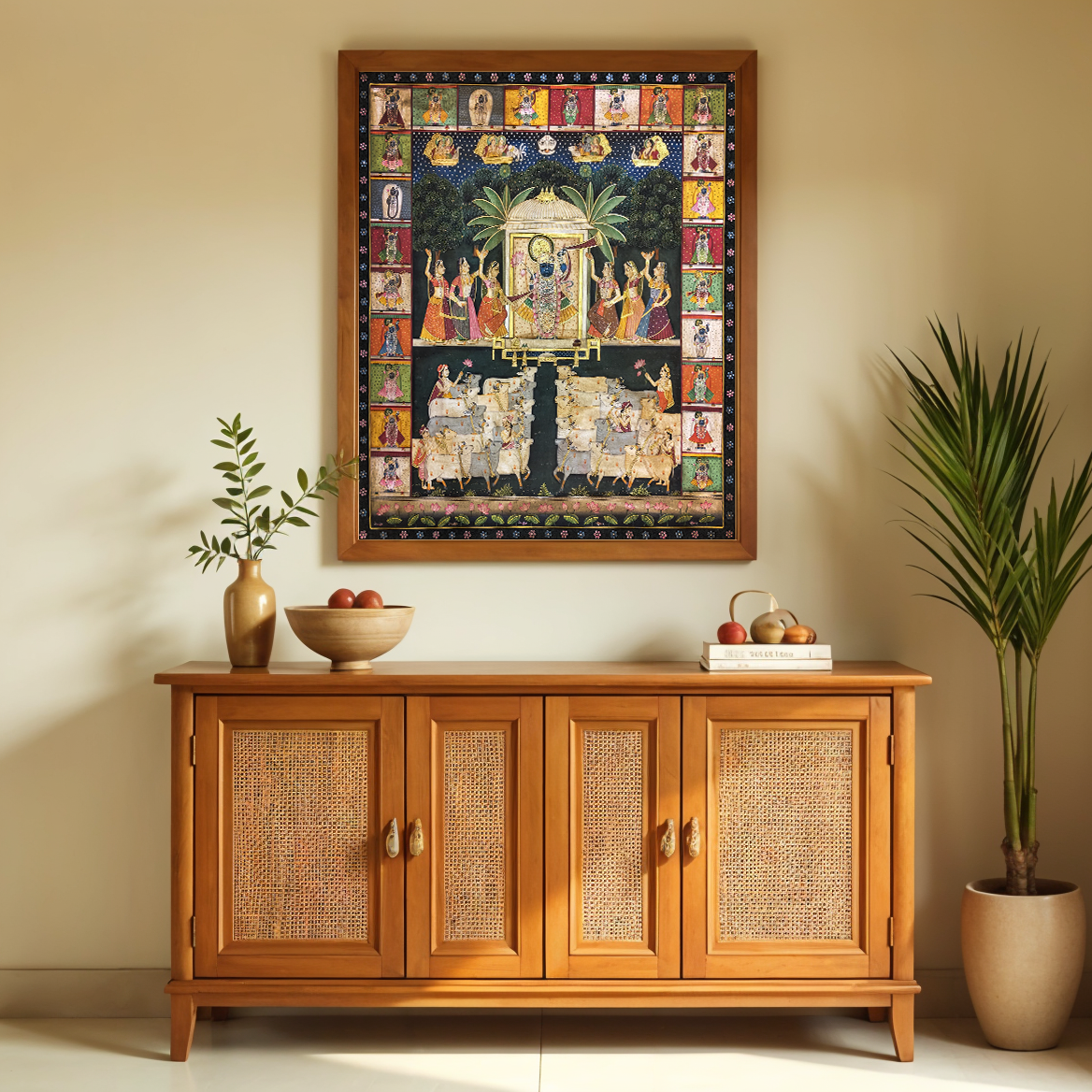 Shrinathji with Gopis and the Sacred Herd Pichwai Painting