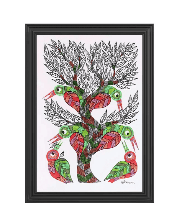 Song of the Forest in Bhil Art Painting by Sunita Parmar