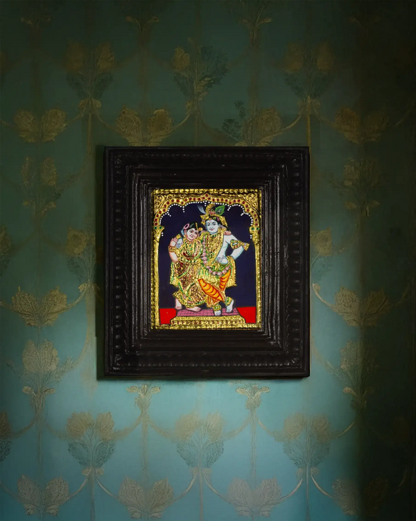 Divine Melody: Krishna & Rukmini in Tanjore by Sarvanan