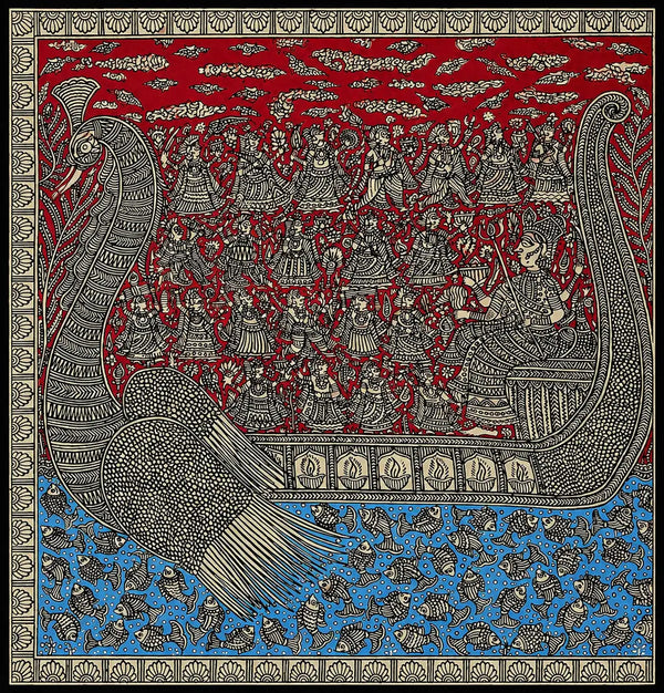 The Celestial Voyage: Matsya Avatar and the Sacred Ark in Mata Ni Pachedi by Suresh Chitara