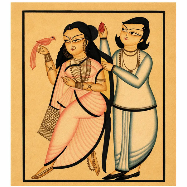 The Lovers with the Bird in Kalighat by Chandan Chitrakar