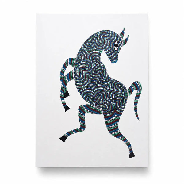 The Rearing Stallion — Traditional Bhil Horse Painting