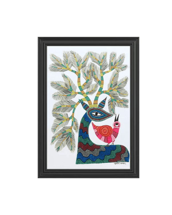 The Forest Sentinel in Bhil Art Painting by Sunita Parmar