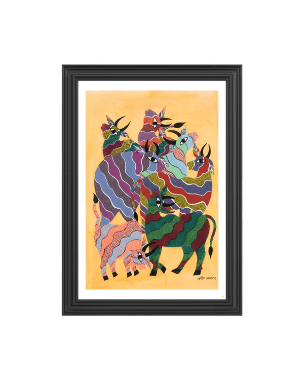 The Sacred Herd in Bhil Art Painting by Sunita Parmar