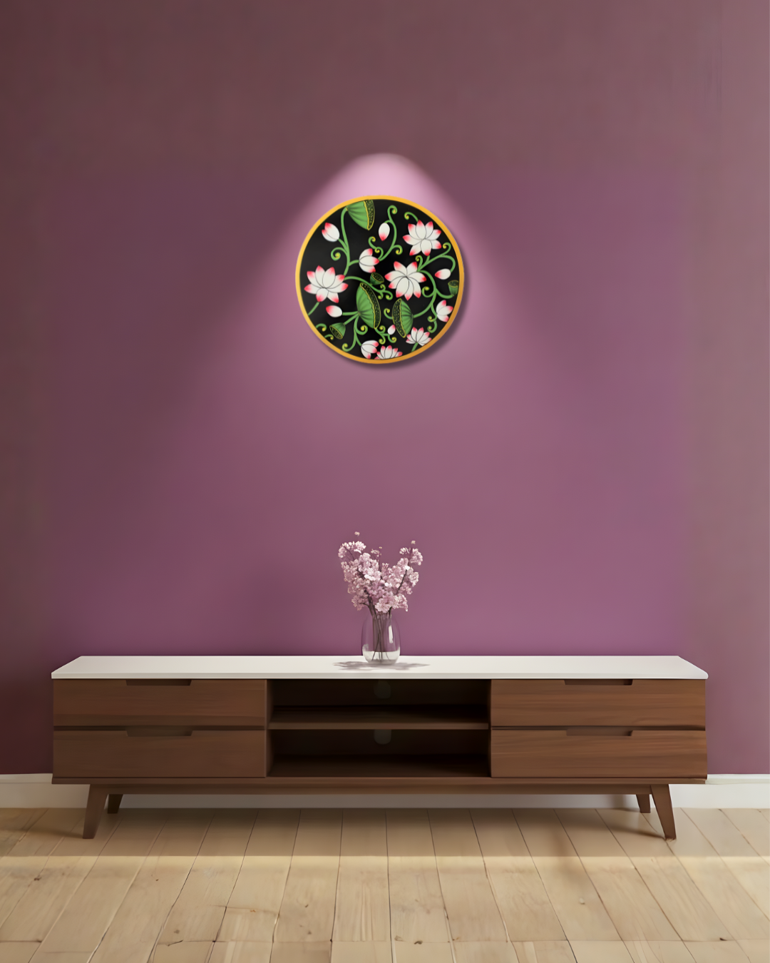 The sacred lotus grove_pichwai plate