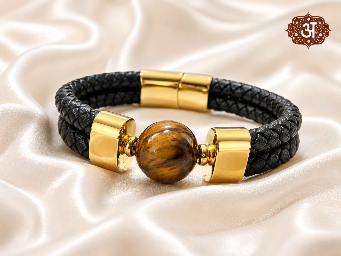 Tiger Eye Leather Designer Bracelet