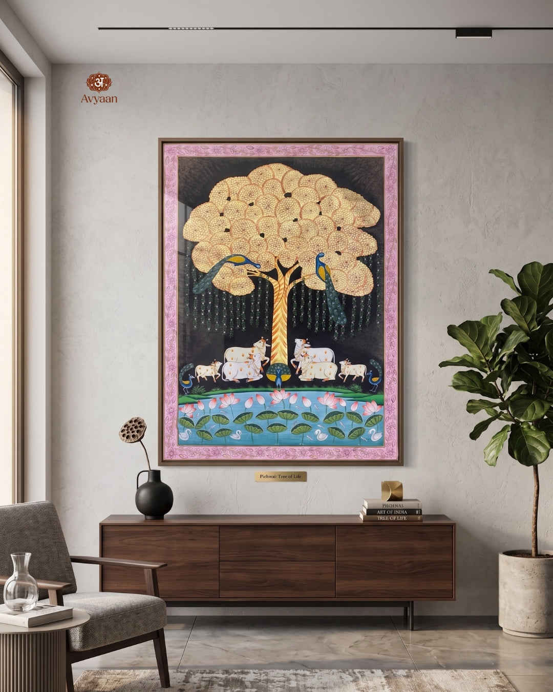 Pichwai Tree of Life with Sacred Herd & Peacocks by Diwakar Sharma