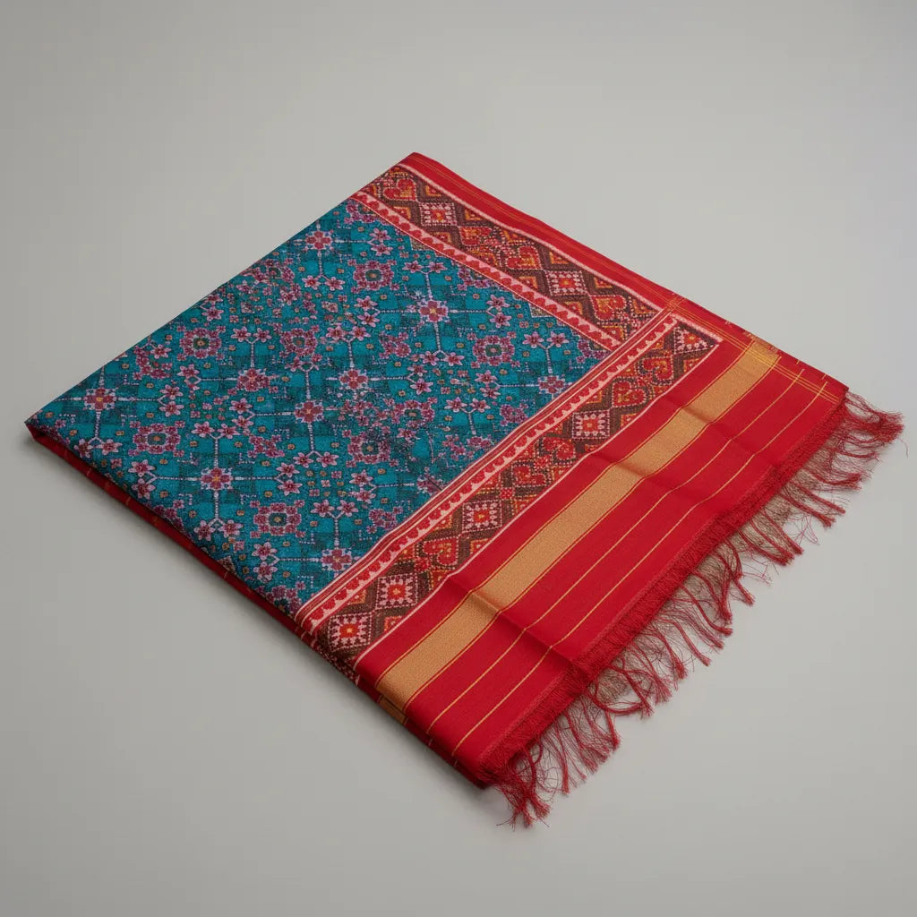 Turquoise Floral Patola Dupatta