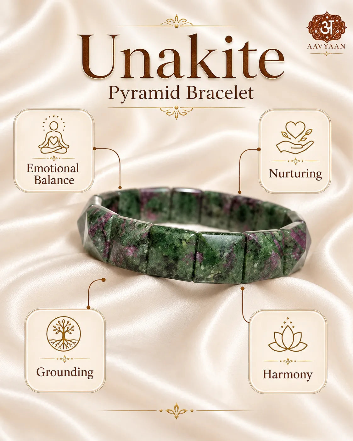 Unakite Pyramid Bracelet