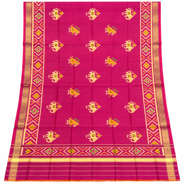 Magenta Floral Motif Single Ikat Dupatta