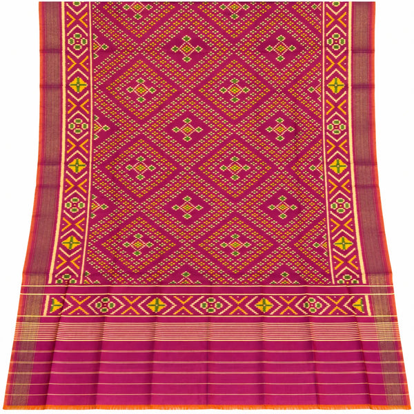 Vibrant Magenta Geometric Single Ikat Dupatta