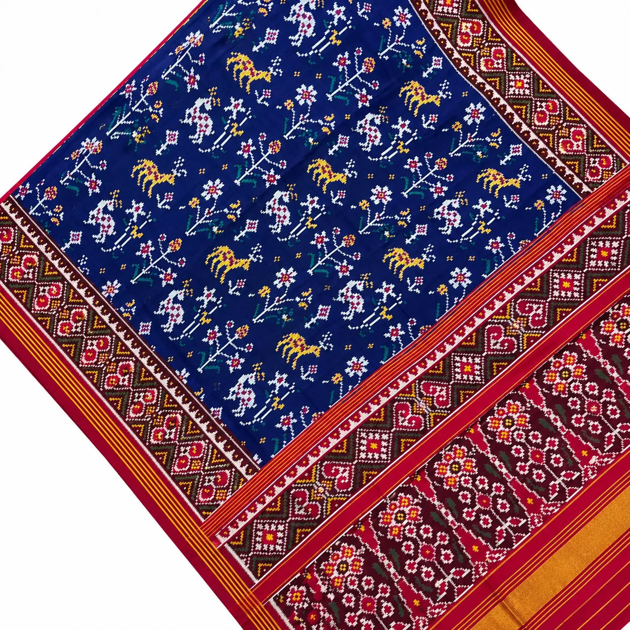 Navy Blue Floral Heritage Patola Saree