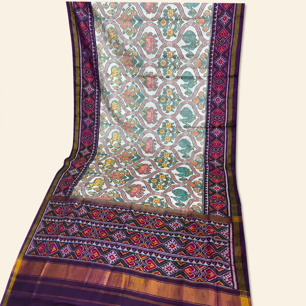 Ivory Heritage Motif Patola Saree