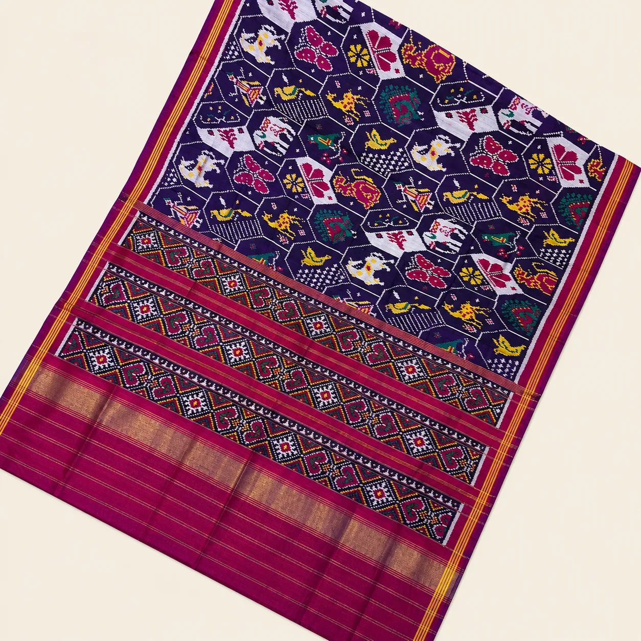 Regal Purple Heritage Motif Patola Saree