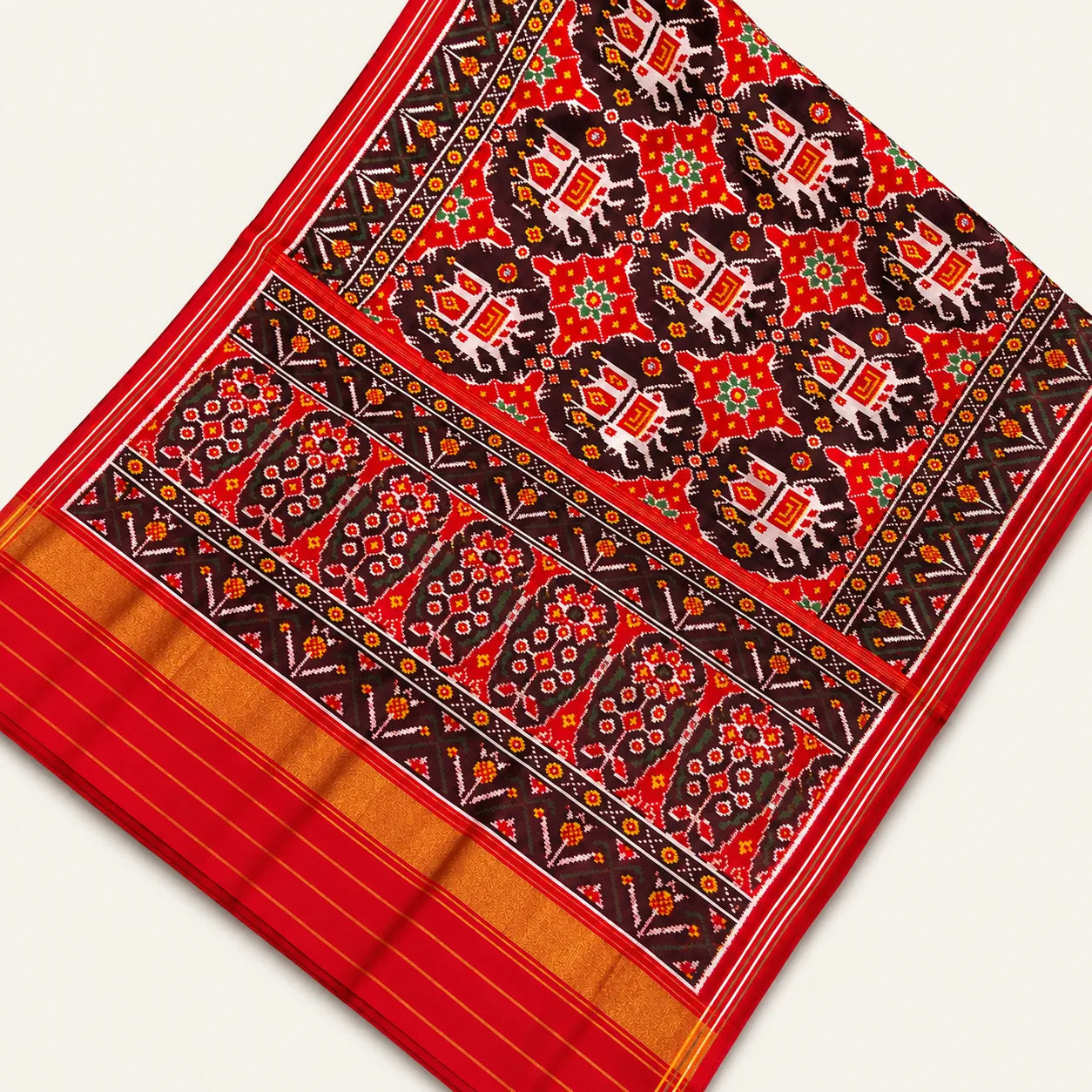 Crimson Elephant Heritage Patola Saree