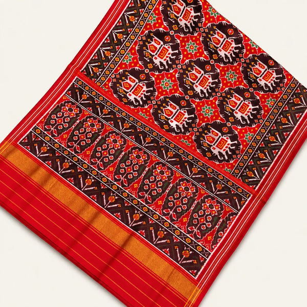 Crimson Elephant Heritage Patola Saree