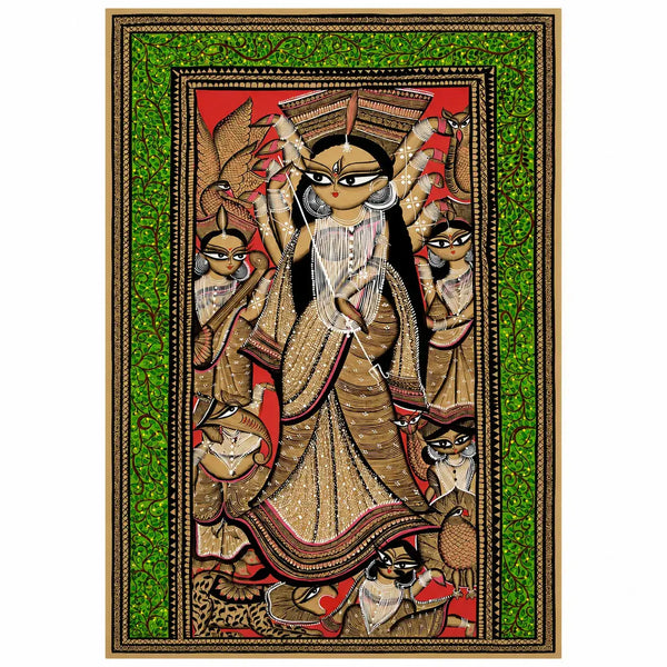 Mahishasuramardini: The Radiant Mother Goddess in Pattachitra by Chandan Chitrakar