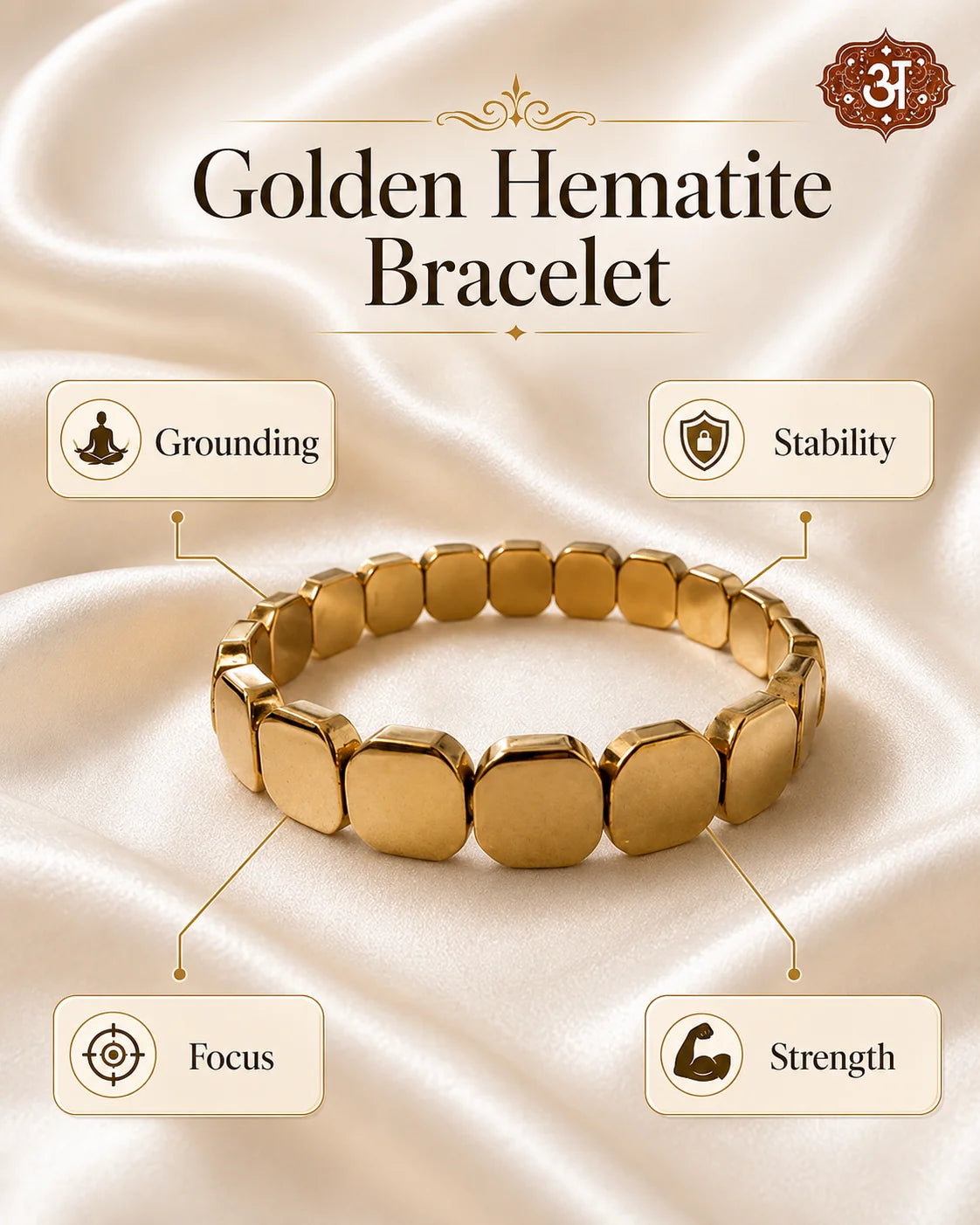 Golden Hematite Flat Cube Bracelet