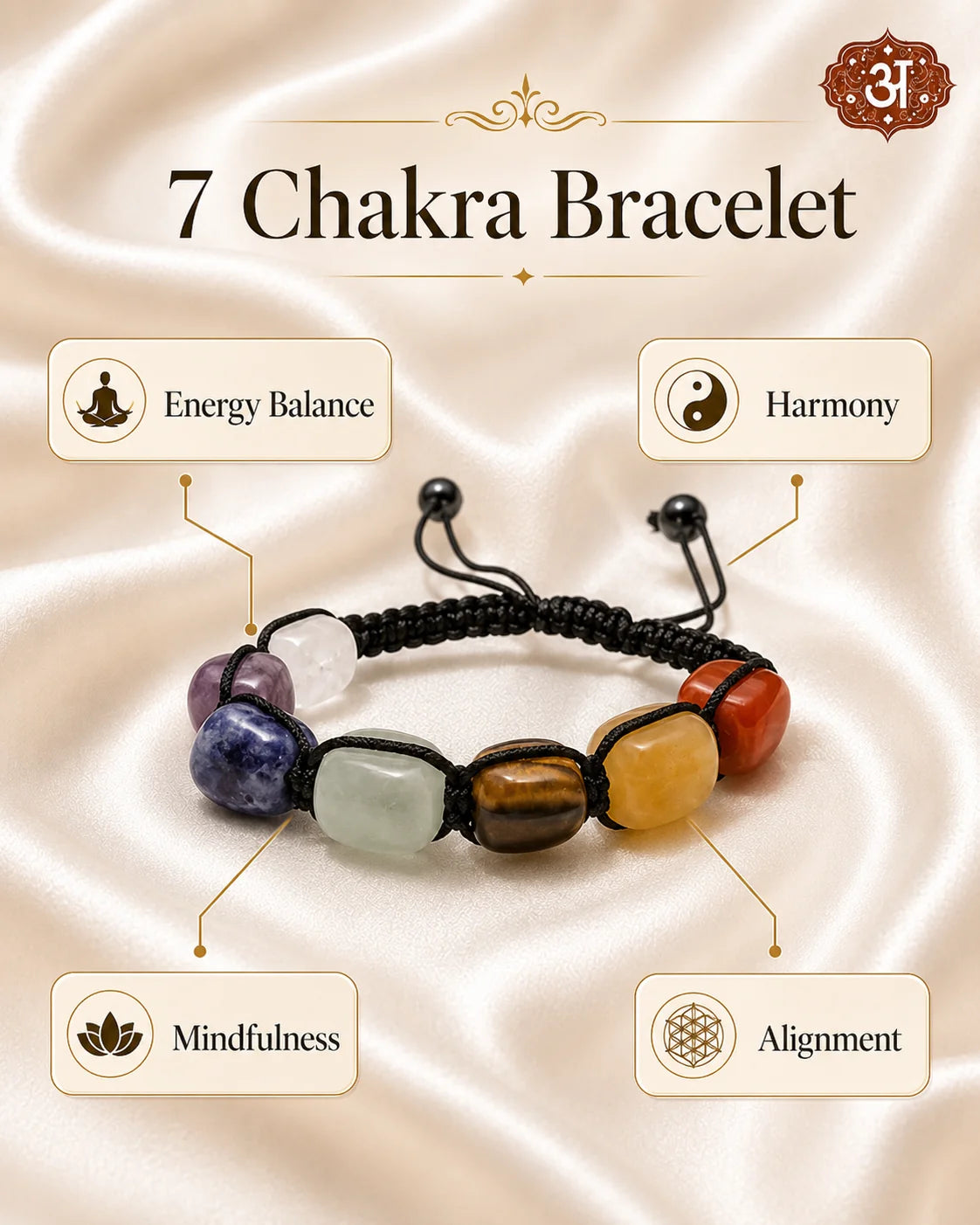 Seven Chakra Adjustable Healing Bracelet