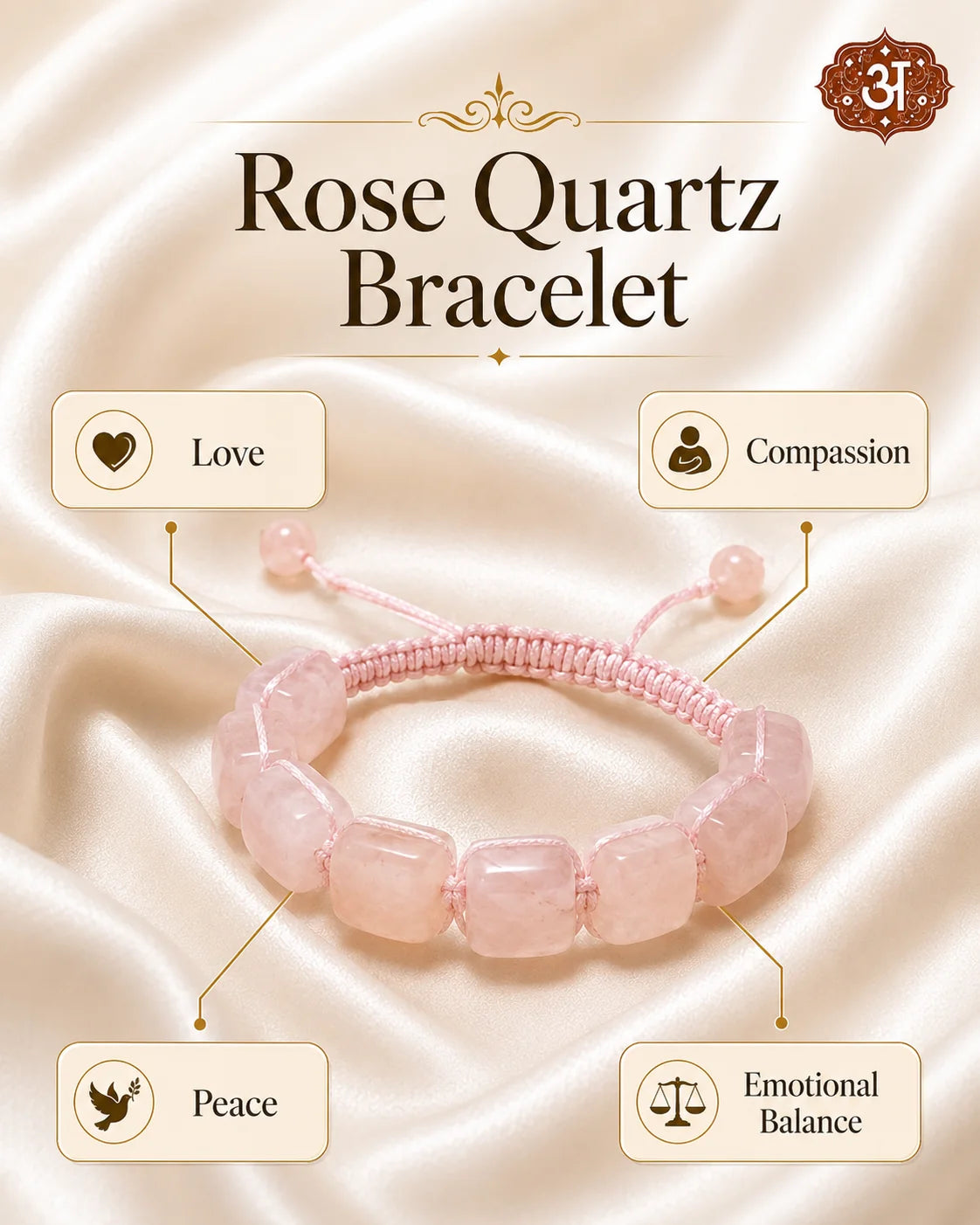 Rose Quartz Adjustable Bracelet
